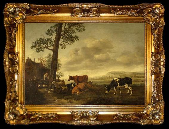 framed  Anthonie van Borssom Landscape with cattle, ta009-2